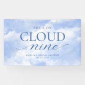 Ze is op wolk negen blauw bruids douche spandoek (Horizontaal)
