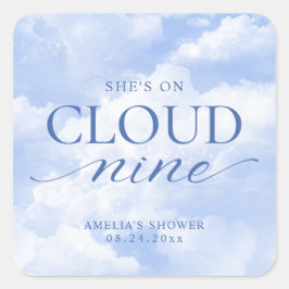 Ze is op wolk negen Blauw Bruidsdouche Vierkante Sticker