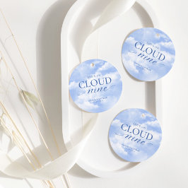 Ze is op wolk negen Blauw Bruidsuitnodiging Bedankjes Labels