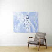 Ze is op wolk negen blauwe bruids douche wandkleed (In Situ (horizontaal))