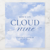 Ze is op wolk negen blauwe bruids douche wijn etiket (Enkel label)