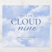 Ze is op wolk negen blauwe bruidsdouche sparkling wijnetiket (Enkel label)