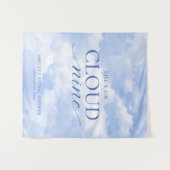 Ze is op wolk negen blauwe bruidsdouche wandkleed (Voorkant (horizontaal))