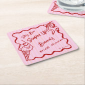 Ze is opgepakt gegolfde rand schets bruids- kartonnen onderzetters (Schuin)