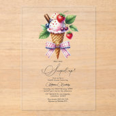"Ze is opgepakt!" Ice Cream Vrijgezellenfeest Acryl Uitnodigingen (Voorkant)
