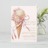 Ze is opgerold Ice Cream Pink Vrijgezellenfeest Kaart (Staand voorkant)
