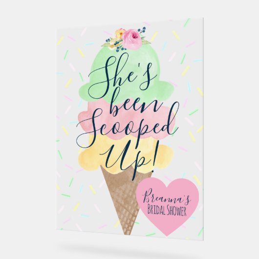 Ze Is Opgeschept Ijs Bruiloft Feest Acryl Bord (Hoek)