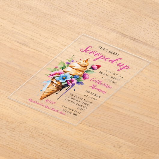 Ze is opgeslokt met ijscream-Vrijgezellenfeest Acryl Uitnodigingen (Laagn)