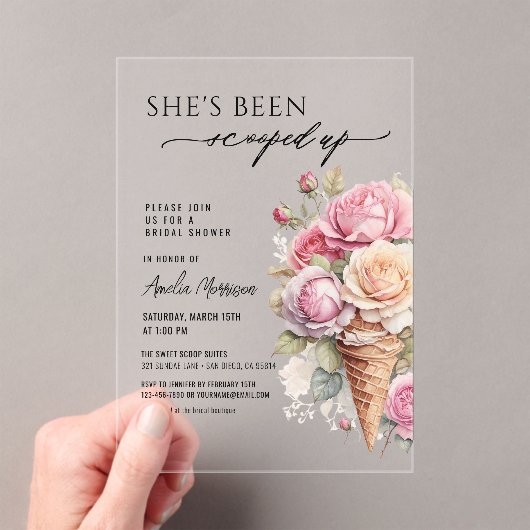 Ze is opgeslokt met ijscream-Vrijgezellenfeest Acryl Uitnodigingen (Insitu (Draagbaar))