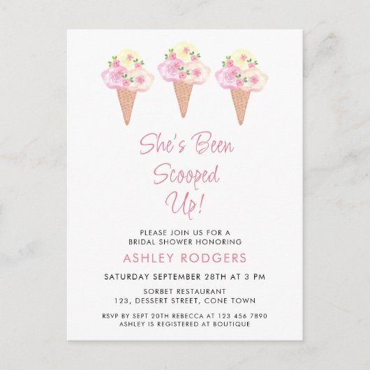 Ze is opgeslokt met ijscream-Vrijgezellenfeest Uitnodiging Briefkaart (Voorkant)