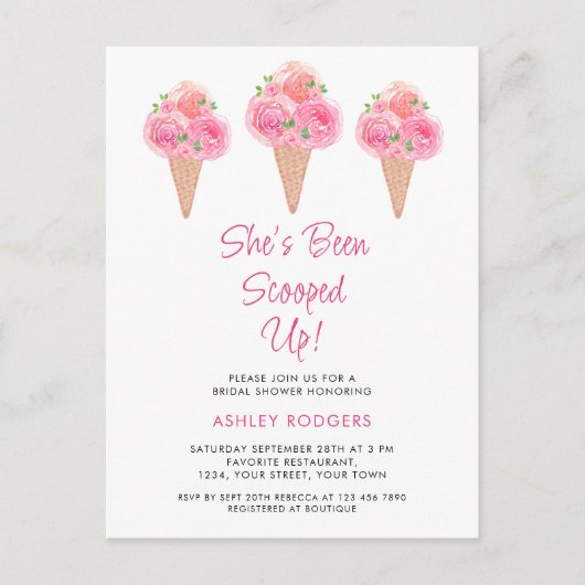 Ze is opgeslokt met ijscream-Vrijgezellenfeest Uitnodiging Briefkaart (Voorkant)