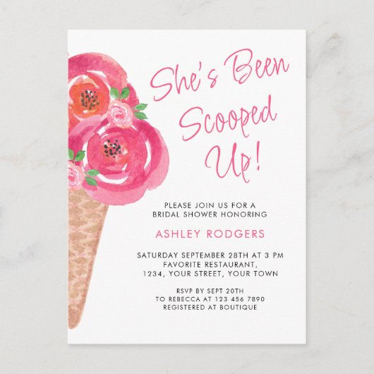 Ze is opgeslokt met ijscream-Vrijgezellenfeest Uitnodiging Briefkaart (Voorkant)