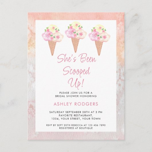 Ze is opgeslokt met ijscream-Vrijgezellenfeest Uitnodiging Briefkaart (Voorkant)