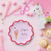 Ze is opgeslokt met roze rode Vrijgezellenfeest. Papieren Bordje (Feest)