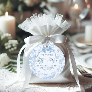 Ze is Pop van Blue Toile Safari Animal Baby shower Bedankjes Labels