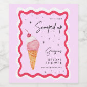 Ze is roze en rood gegolfd opgepakt Retro Wijn Etiket (Enkel label)