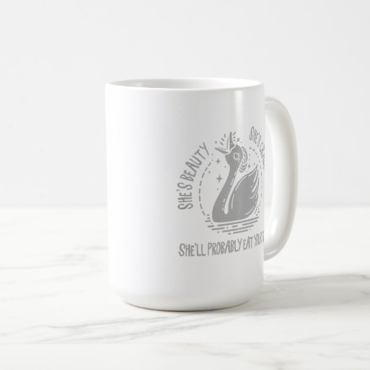 Ze is schoonheid Ze is Grace Grappige Sarcastische Koffiemok (Voorkant rechts)