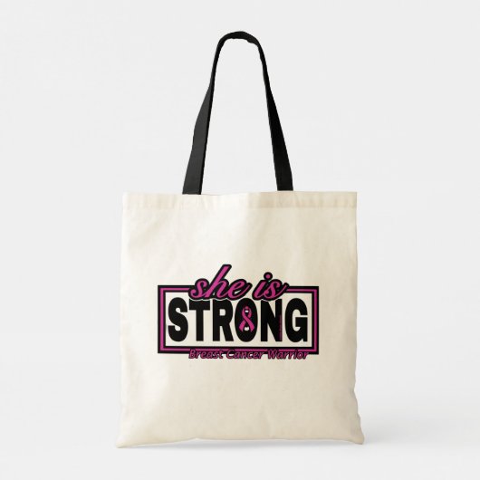 Ze is STERK... Borstkanker Tote Bag (Achterkant)