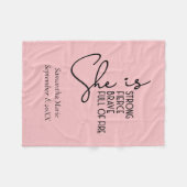 Ze is sterk-Brave Fierce Full Fire gepersonaliseer Fleece Deken (Voorkant (Horizontaal))