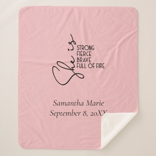 Ze is sterk-Brave Fierce Full Fire gepersonaliseer Sherpa Deken (Voorkant)