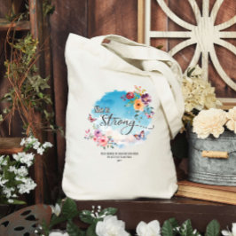 Ze is sterk geloof zondagsschool aangepaste bijbel tote bag