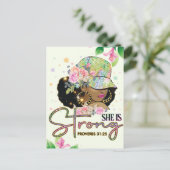 Ze is sterk, melanine, zus, zwarte meisje magie, b briefkaart (Staand voorkant)