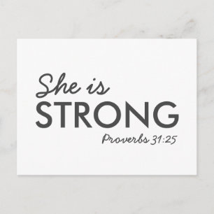 Ze is sterk   Proverbs 31:25 Christelijk geloof Briefkaart