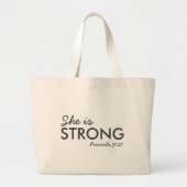 Ze is sterk | Proverbs 31:25 Christelijk geloof Grote Tote Bag (Voorkant)