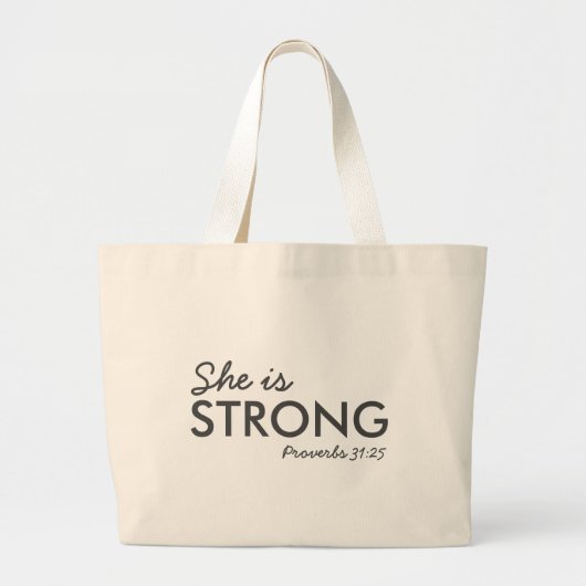 Ze is sterk | Proverbs 31:25 Christelijk geloof Grote Tote Bag (Voorkant)