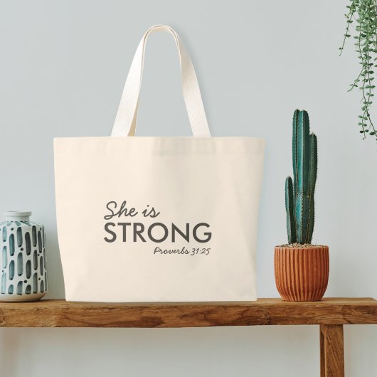 Ze is sterk | Proverbs 31:25 Christelijk geloof Grote Tote Bag