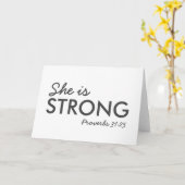 Ze is sterk | Proverbs 31:25 Christelijk geloof Kaart (Gele Bloem)