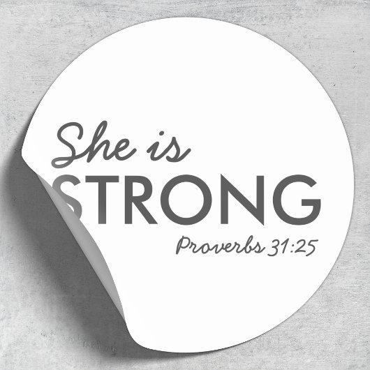 Ze is sterk | Proverbs 31:25 Christelijk geloof Ronde Sticker