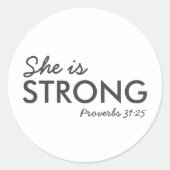 Ze is sterk | Proverbs 31:25 Christelijk geloof Ronde Sticker (Voorkant)