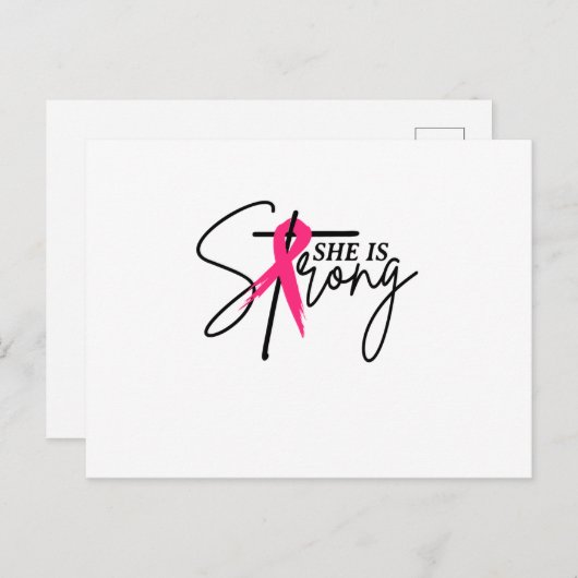 Ze is sterk roze lint aankondigingskaart (Voorkant / Achterkant)