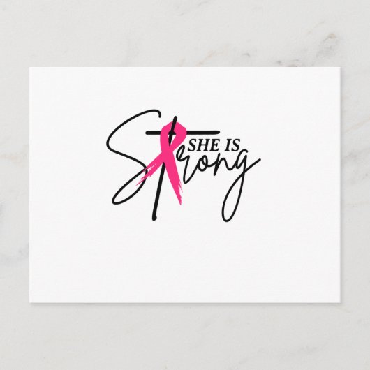 Ze is sterk roze lint aankondigingskaart (Voorkant)
