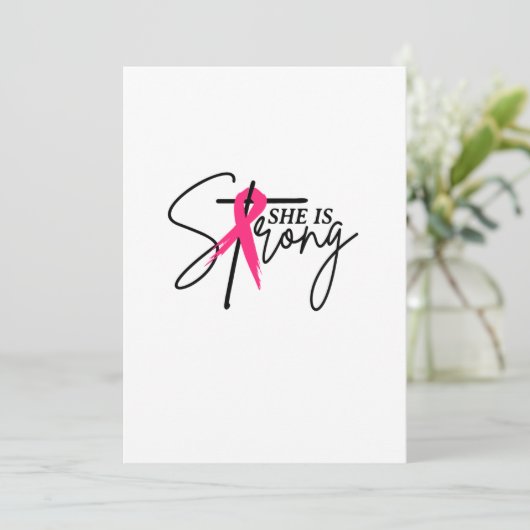 Ze is sterk roze lint save the date (Staand voorkant)