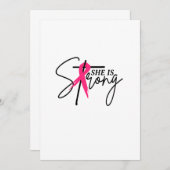 Ze is sterk roze lint save the date (Voorkant / Achterkant)