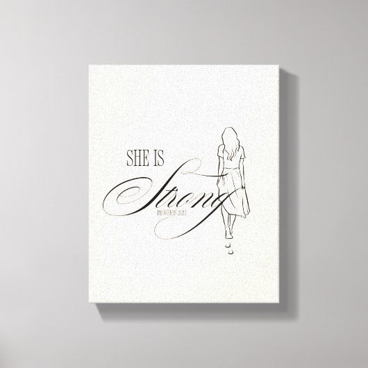 Ze is sterk Spreuken 31:25 Canvas Afdruk (Voorkant)