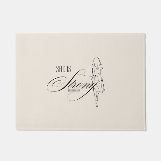 Ze is sterk Spreuken 31:25 Deurmat (Voorkant)