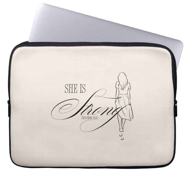 Ze is sterk Spreuken 31:25 Laptop Sleeve (Voorkant)