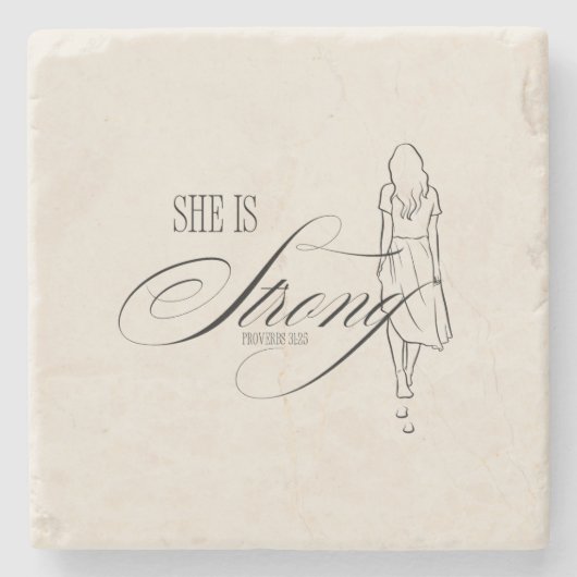 Ze is sterk Spreuken 31:25 Stenen Onderzetter (Voorkant)
