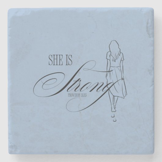 Ze is sterk Spreuken 31:25 Stenen Onderzetter (Voorkant)