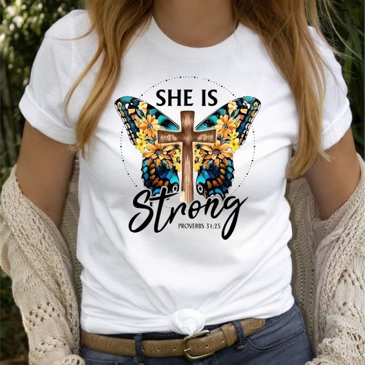 Ze is sterk vrouwen Christelijk geloof T-shirt