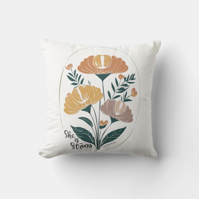 Ze is sterke psalm Boho Christelijke Inspirerend T Kussen (Voorkant)