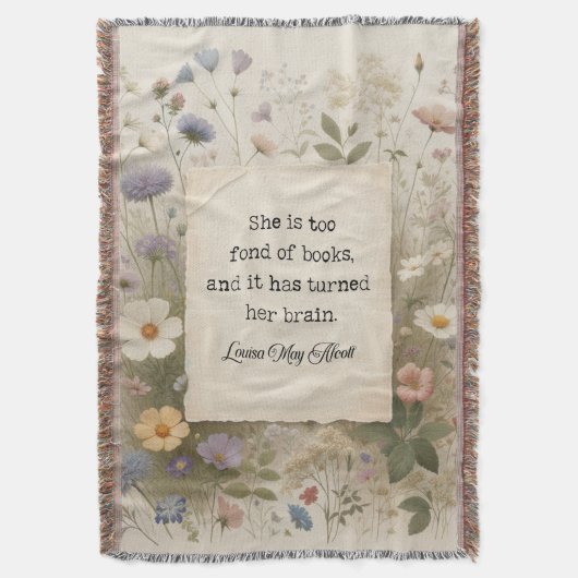 Ze is te dol op boeken bloemendeken | Little W Deken (Voorkant Verticaal)