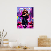 Ze is terug - Retro Femme Neon Pop Art Poster (Keuken)