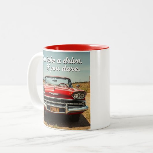 Ze is terug!!!! tweekleurige koffiemok (Voorkant links)