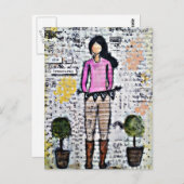 Ze is Treasured. Origineel gemengde media Briefkaart (Voorkant / Achterkant)