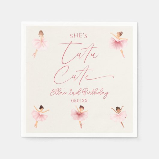 Ze is Tutu Schattige Ballerina 2e verjaardagsfeest Servet (Voorkant)