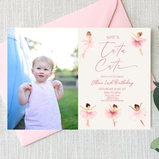 Ze is Tutu Schattigee Ballerina Foto 2e Verjaardag Kaart